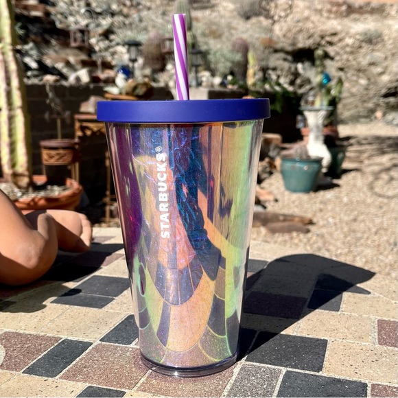 Starbucks acrylic blue crinkle wave iridescent foil 2019 shiny - Picture 13 of 16